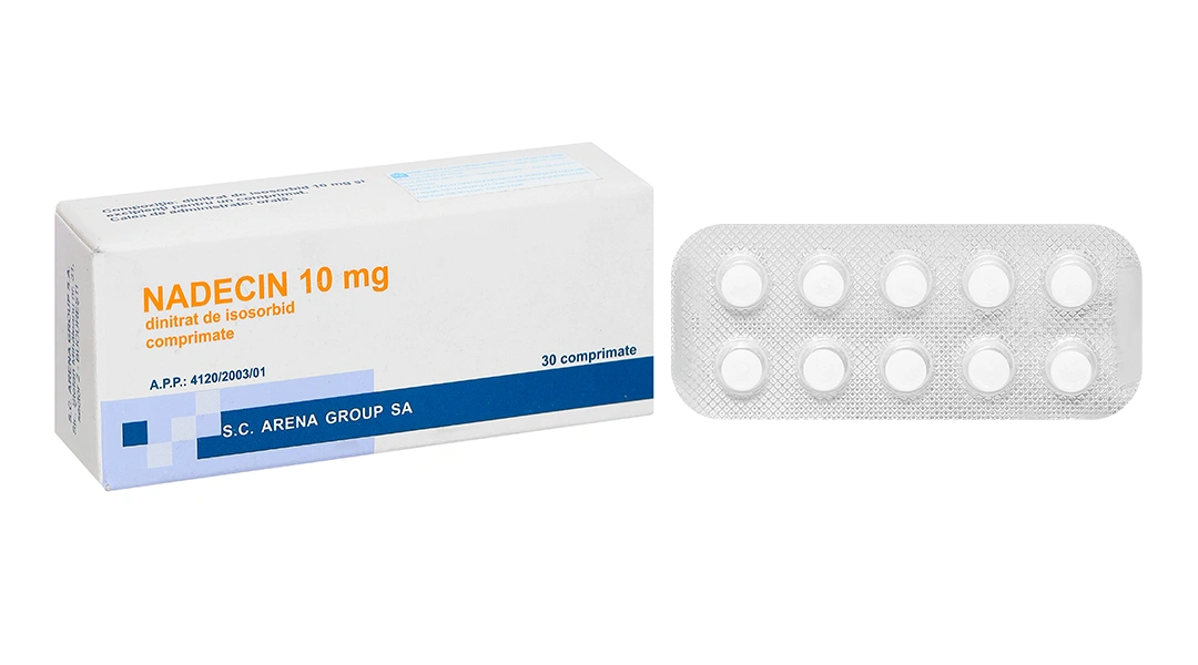 Nadecin 10mg điều trị đau thắt ngực, suy tim sung huyết (3 vỉ x 10 viên) - 
