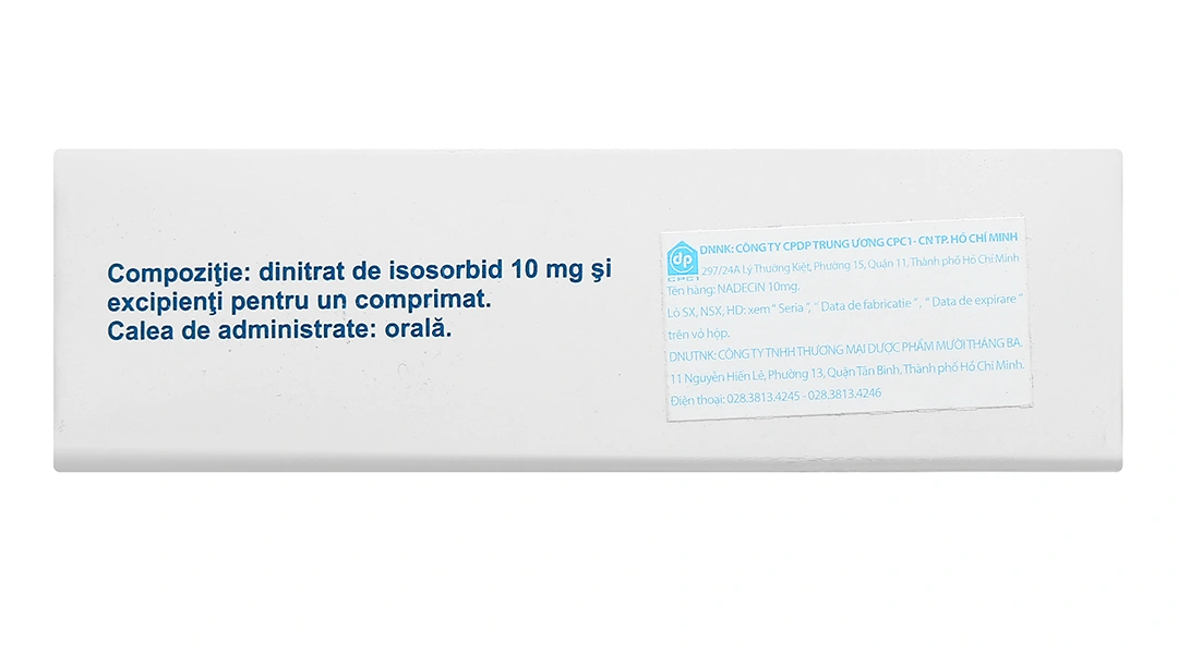 Nadecin 10mg điều trị đau thắt ngực, suy tim sung huyết (3 vỉ x 10 viên) - 2