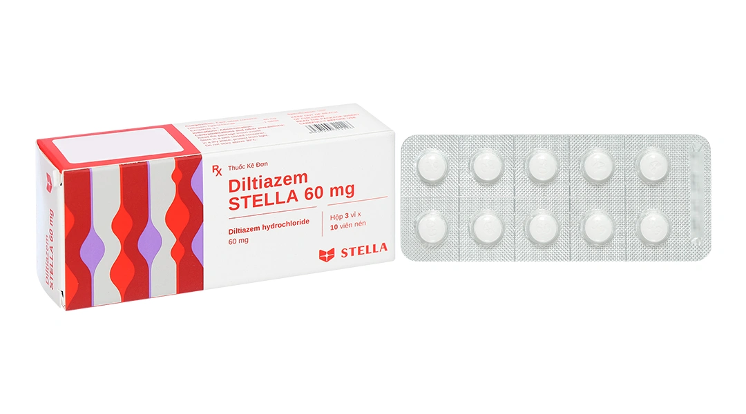 Diltiazem Stella 60mg trị và dự phòng đau thắt ngực (3 vỉ x 10 viên) - 