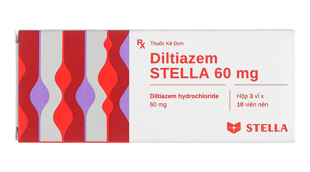 Diltiazem Stella 60mg trị và dự phòng đau thắt ngực (3 vỉ x 10 viên) - 1