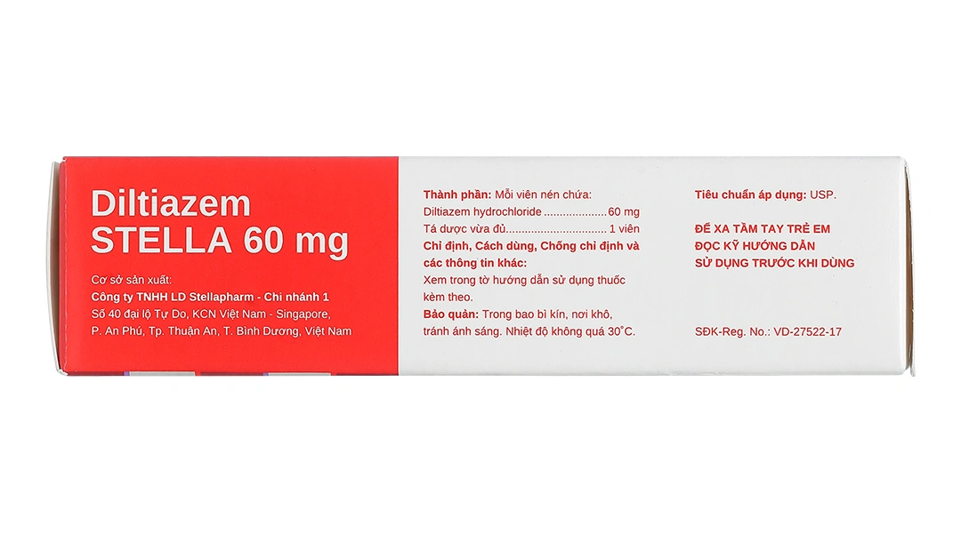 Diltiazem Stella 60mg trị và dự phòng đau thắt ngực (3 vỉ x 10 viên) - 2