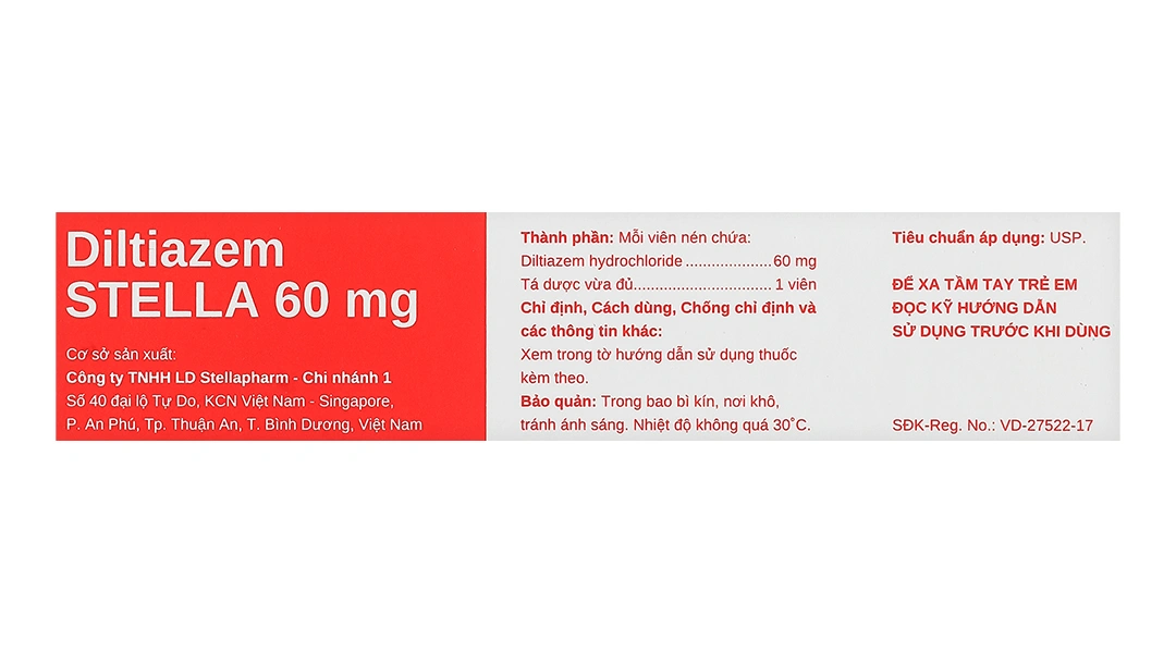 Diltiazem Stella 60mg trị và dự phòng đau thắt ngực (3 vỉ x 10 viên) - 4
