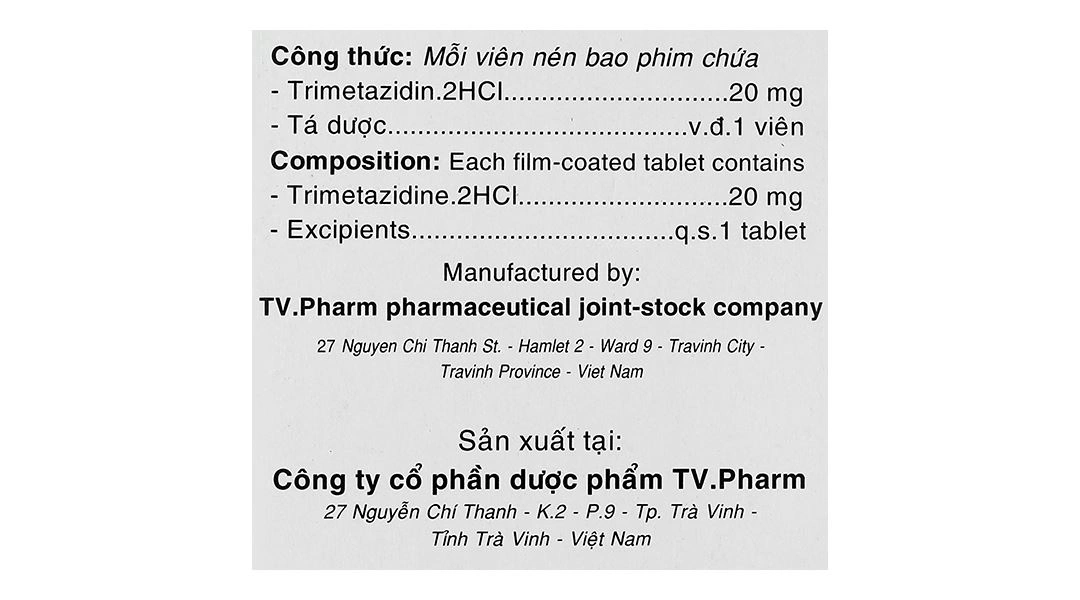 Vartel 20mg điều trị triệu chứng đau thắt ngực (2 vỉ x 30 viên) - 4