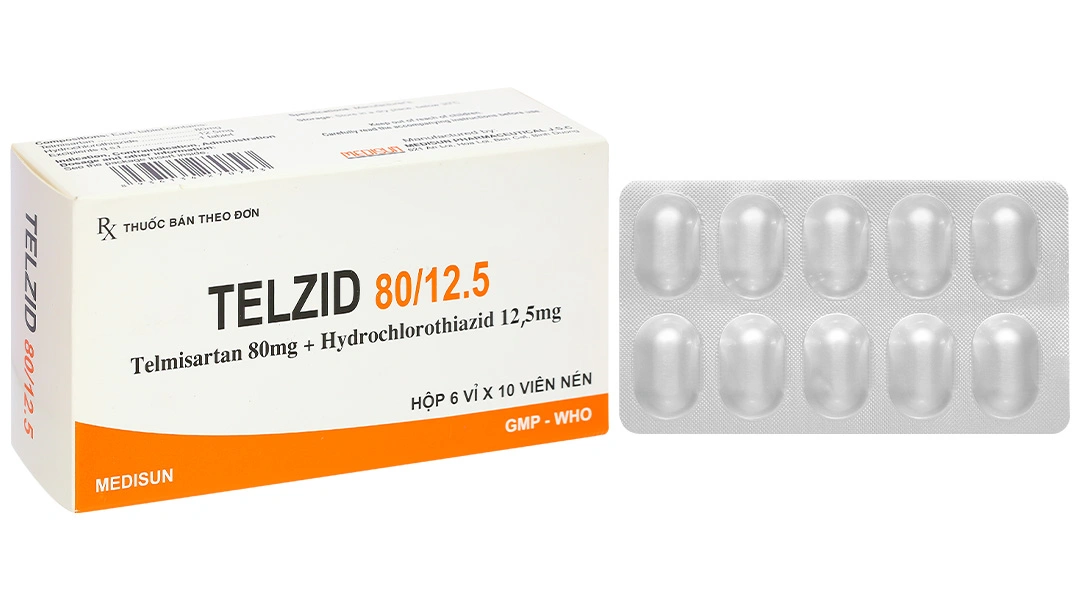 Telzid 80/12.5 trị tăng huyết áp vô căn (6 vỉ x 10 viên) - 
