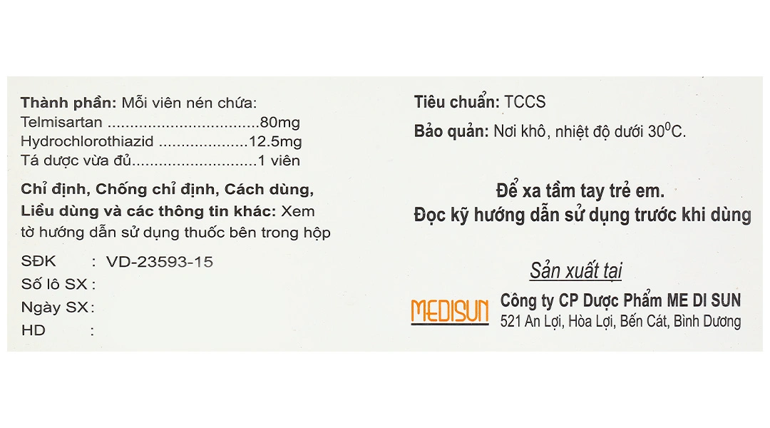 Telzid 80/12.5 trị tăng huyết áp vô căn (6 vỉ x 10 viên) - 4