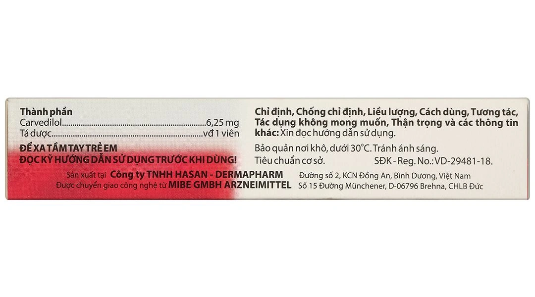 Carsantin 6.25mg điều trị tăng huyết áp, đau thắt ngực (3 vỉ x 10 viên) - 3