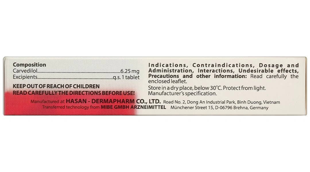 Carsantin 6.25mg điều trị tăng huyết áp, đau thắt ngực (3 vỉ x 10 viên) - 4