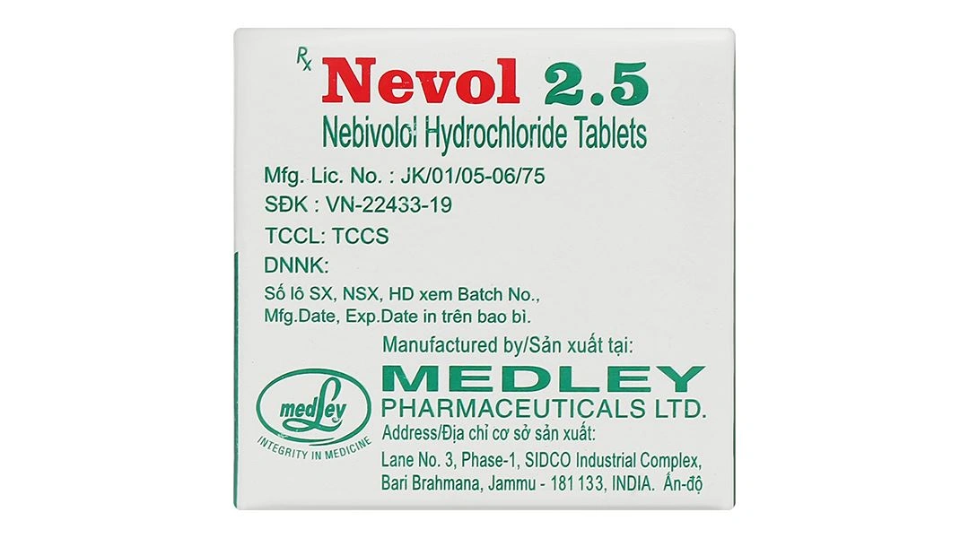 Nevol 2.5 điều trị tăng huyết áp vô căn, suy tim mạn tính (10 vỉ x 10 viên) - 1
