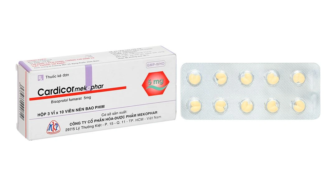 Cardicormekophar 5mg trị tăng huyết áp, đau thắt ngực (3 vỉ x 10 viên) - 