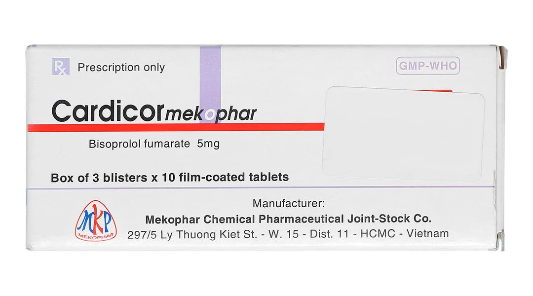 Cardicormekophar 5mg trị tăng huyết áp, đau thắt ngực (3 vỉ x 10 viên) - 1