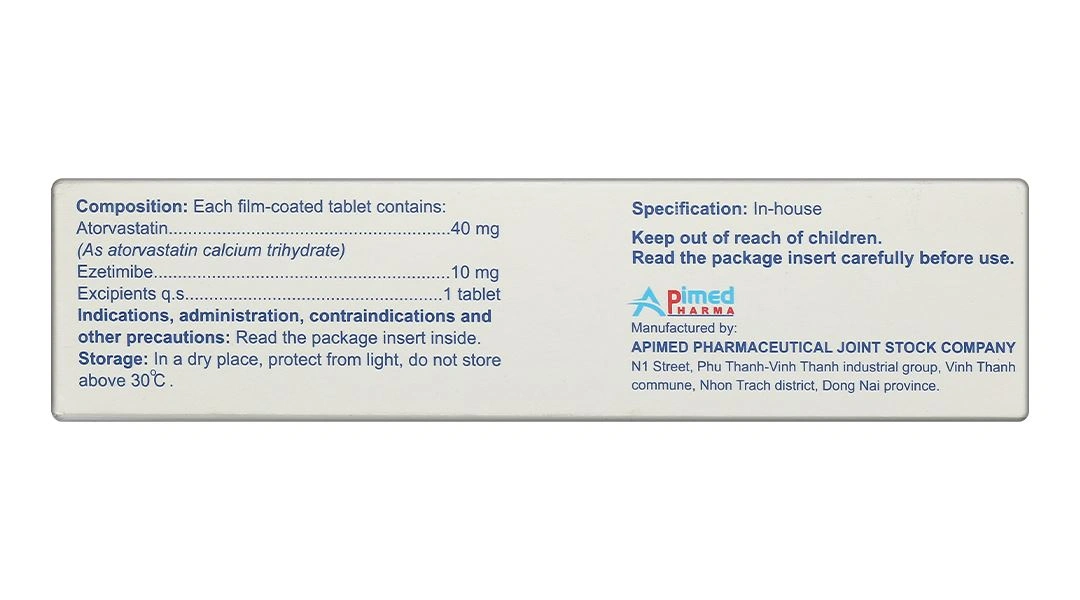 Atorpa-E 40/10 phòng ngừa bệnh tim mạch và trị tăng cholesterol máu (3 vỉ x 10 viên) - 2