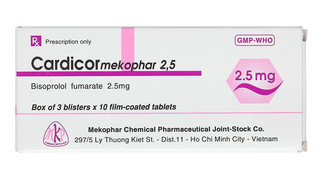 Cardicormekophar 2.5 điều trị tăng huyết áp, đau thắt ngực (3 vỉ x 10 viên) - 1