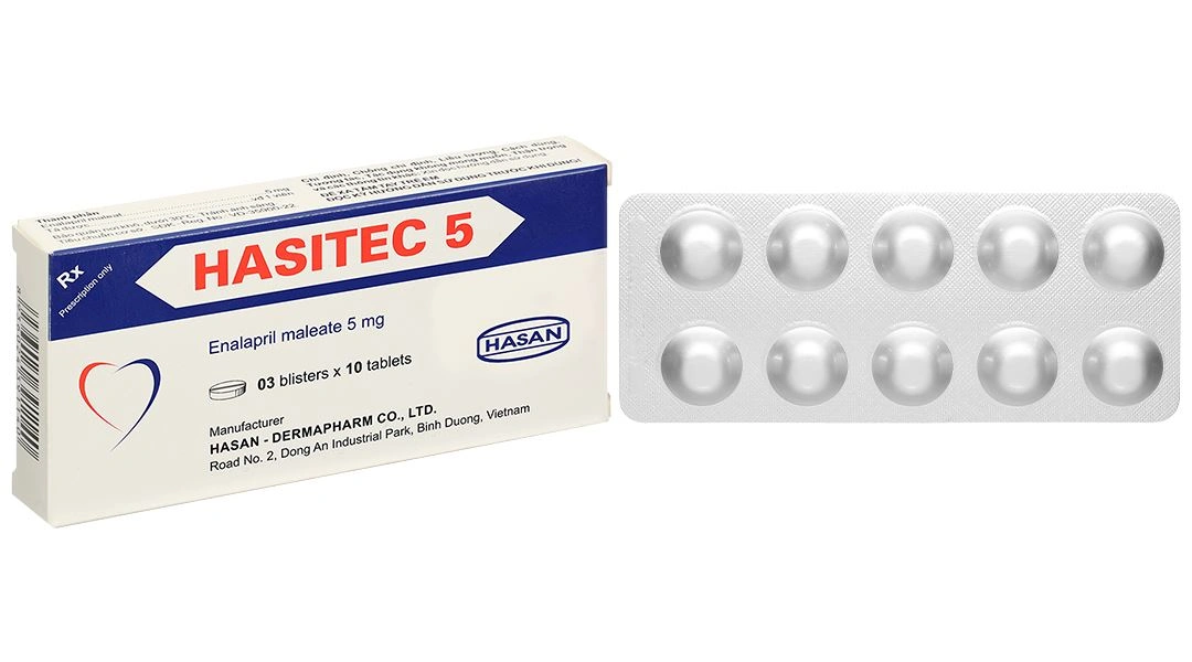 Hasitec 5 điều trị tăng huyết áp, suy tim (3 vỉ x 10 viên) - 