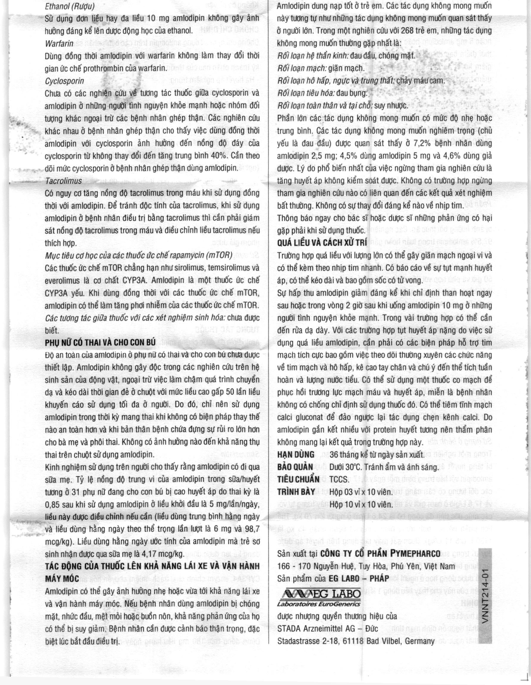 Amlodipine EG 5mg trị tăng huyết áp, đau thắt ngực (3 vỉ x 10 viên) - 10