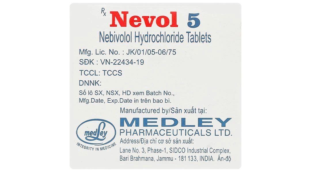 Nevol 5 điều trị tăng huyết áp vô căn (10 vỉ x 10 viên) - 1