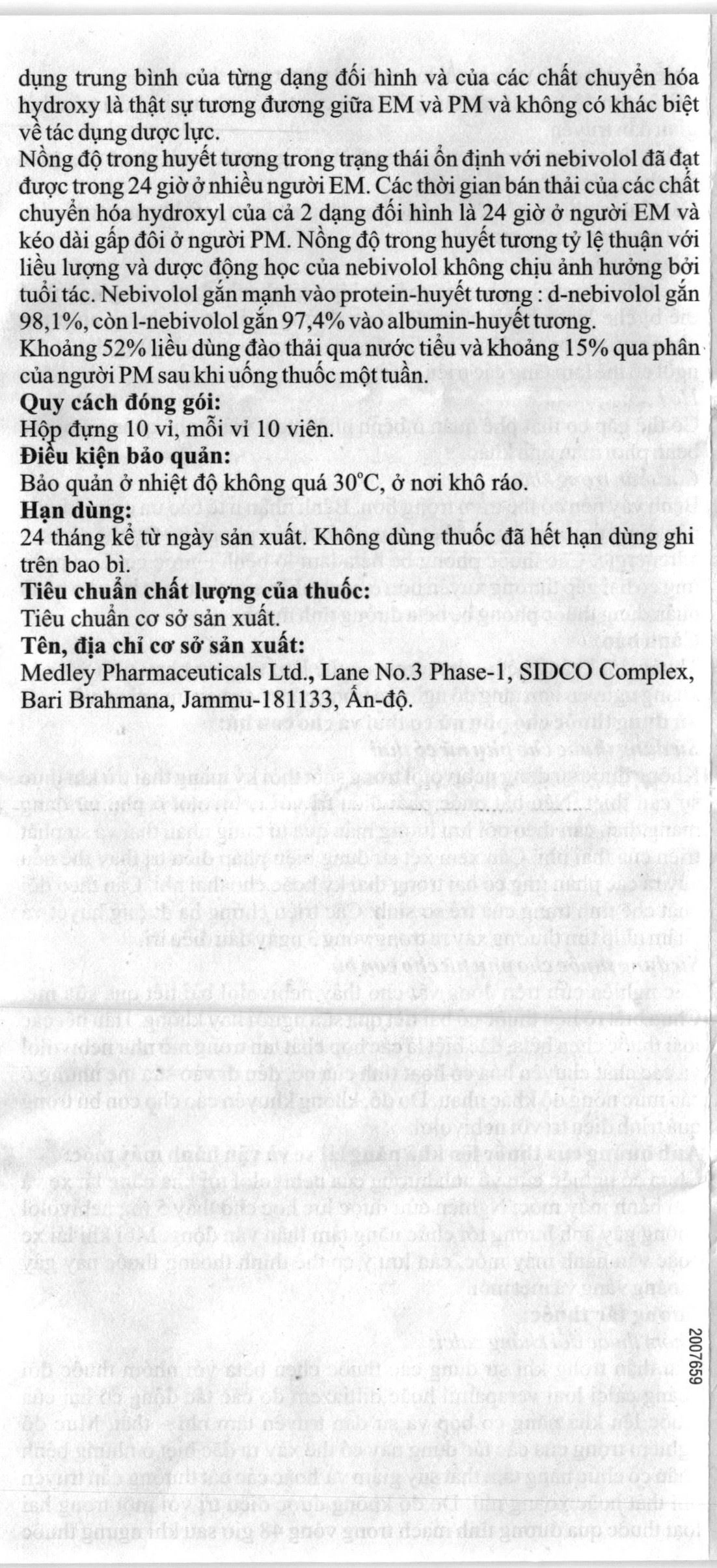 Nevol 5 điều trị tăng huyết áp vô căn (10 vỉ x 10 viên) - 9