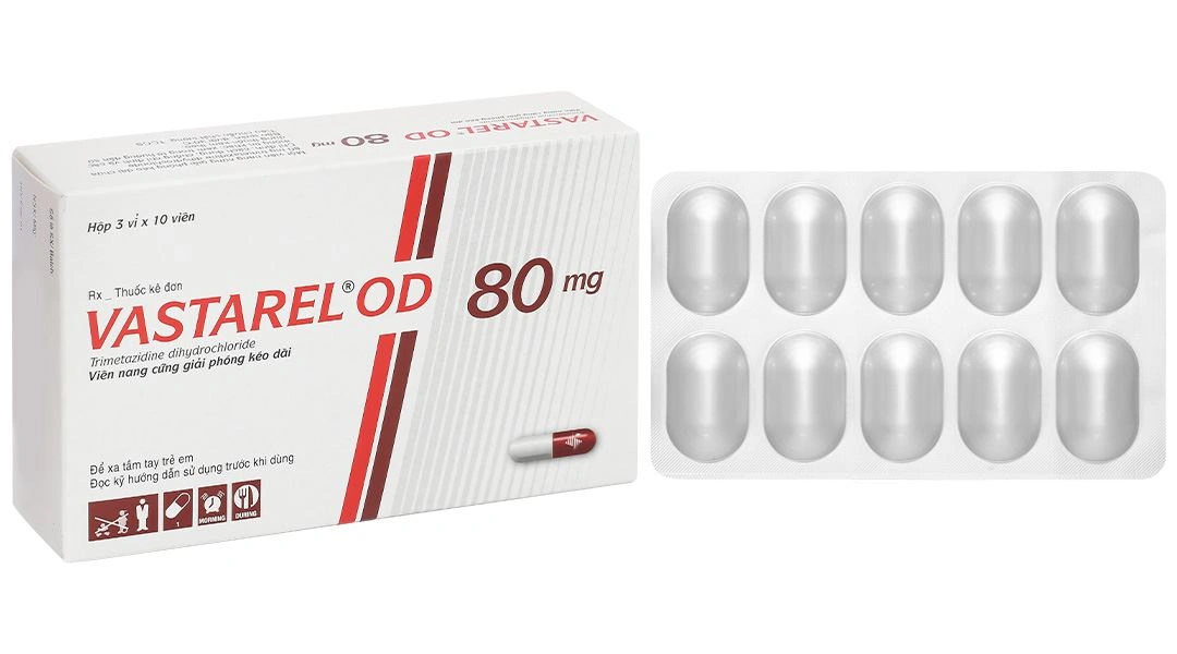 Vastarel OD 80mg hỗ trợ điều trị đau thắt ngực ổn định (3 vỉ x 10 viên) - 