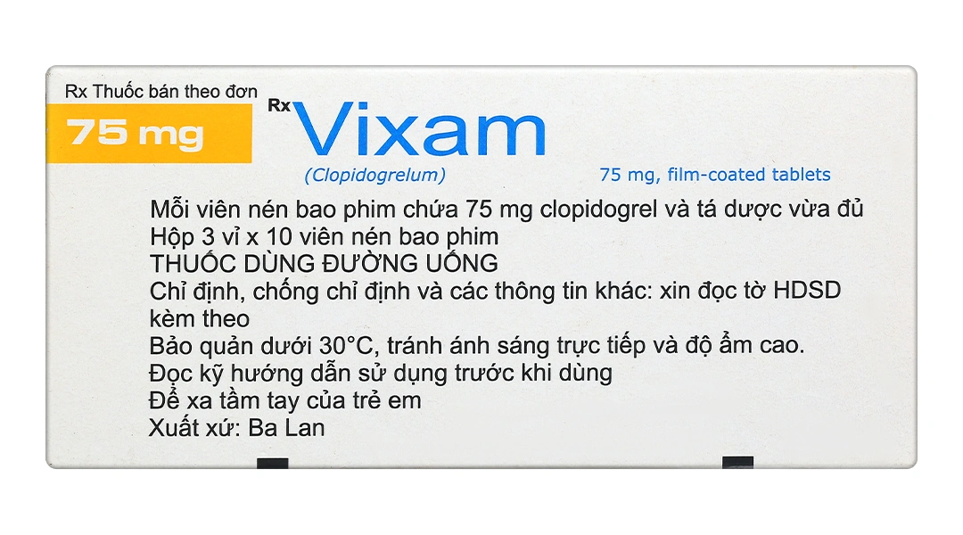 Vixam 75 mg phòng huyết khối động mạch (3 vỉ x 10 viên) - 1