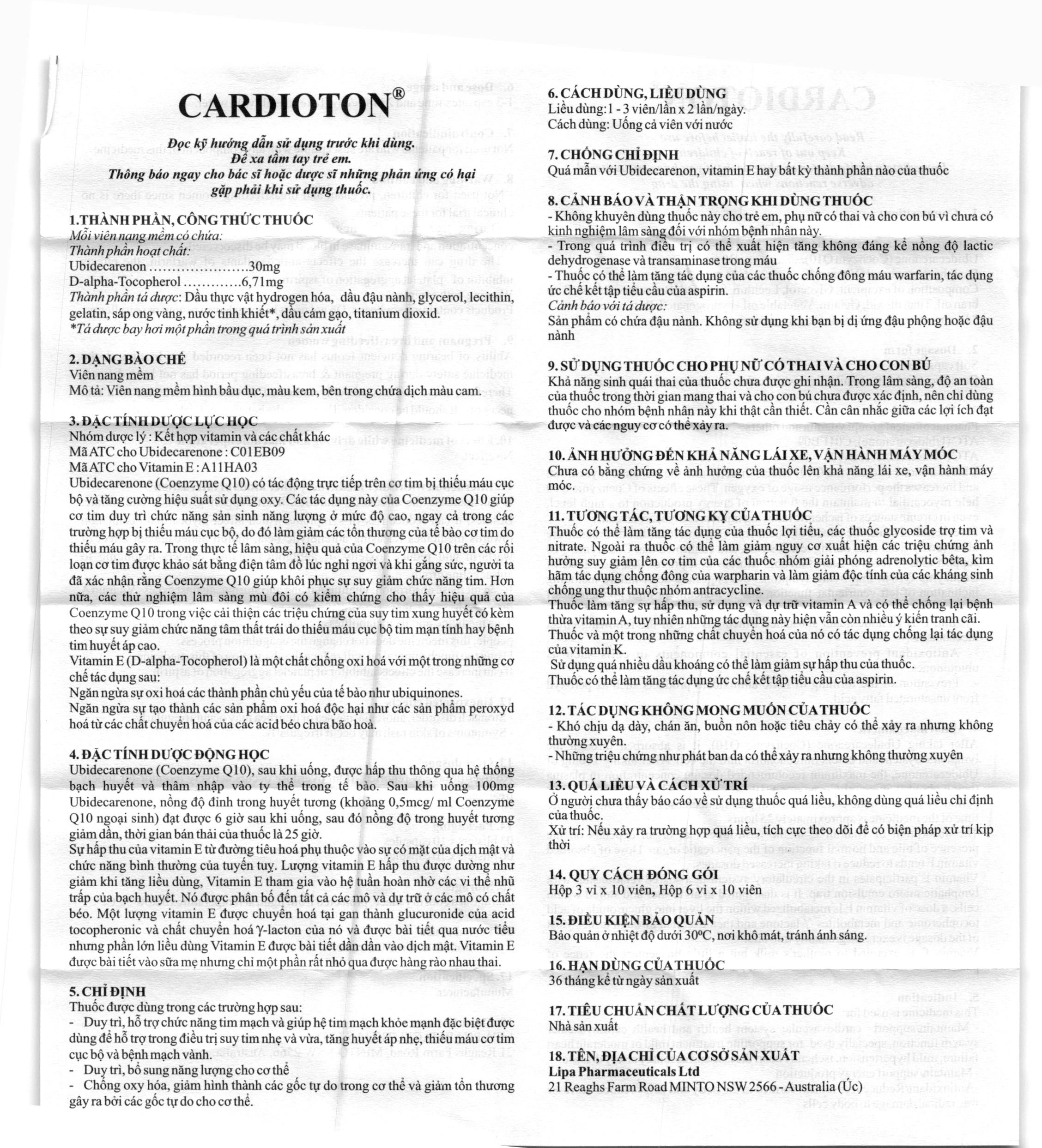 Cardioton hỗ trợ chức năng tim mạch và giúp hệ tim mạch khỏe mạnh (6 vỉ x 10 viên) - 4