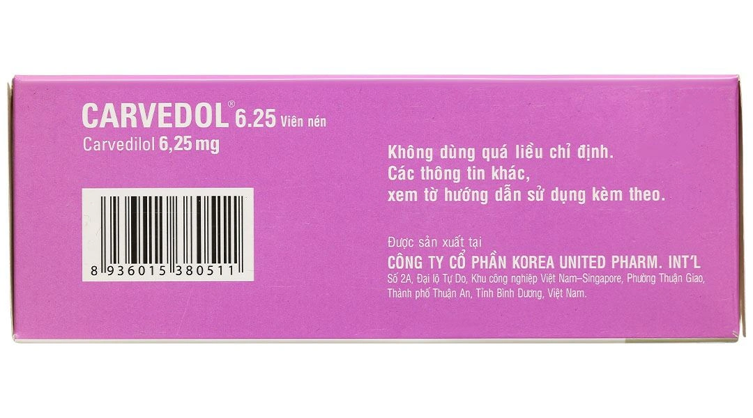 Carvedol 6.25 trị tăng huyết áp, đau thắt ngực (10 vỉ x 10 viên) - 3