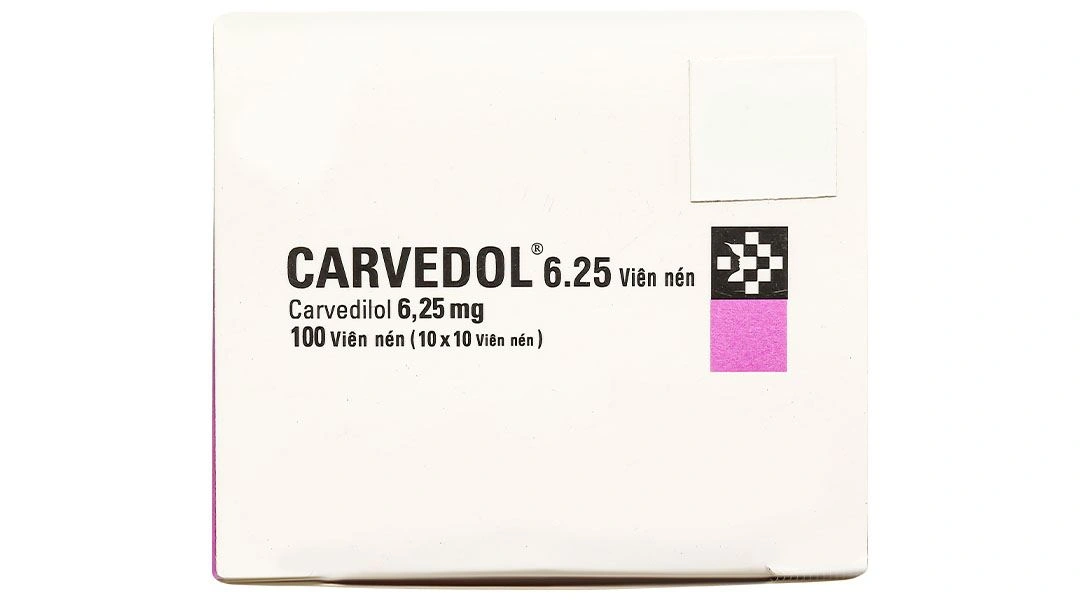 Carvedol 6.25 trị tăng huyết áp, đau thắt ngực (10 vỉ x 10 viên) - 6