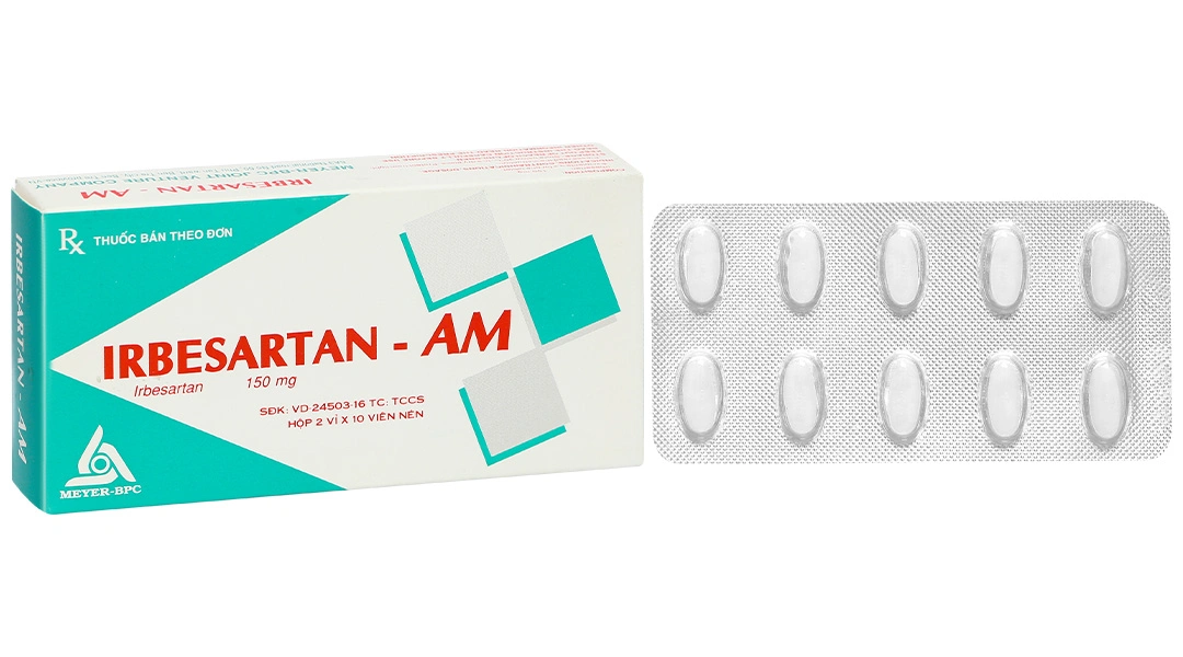 Irbesartan-AM 150mg trị tăng huyết áp (2 vỉ x 10 viên) - 
