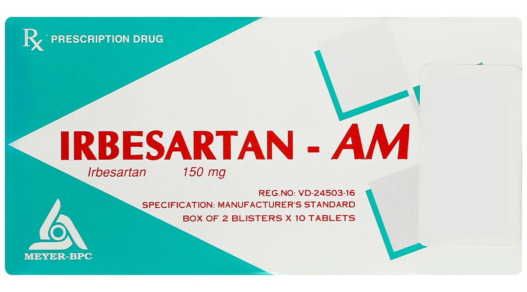 Irbesartan-AM 150mg trị tăng huyết áp (2 vỉ x 10 viên) - 1