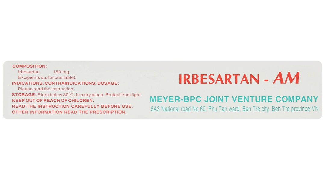Irbesartan-AM 150mg trị tăng huyết áp (2 vỉ x 10 viên) - 3