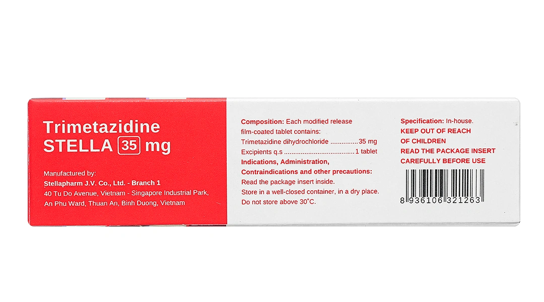 Trimetazidine Stella 35mg trị triệu chứng ở bệnh đau thắt ngực ổn định (6 vỉ x 10 viên) - 2