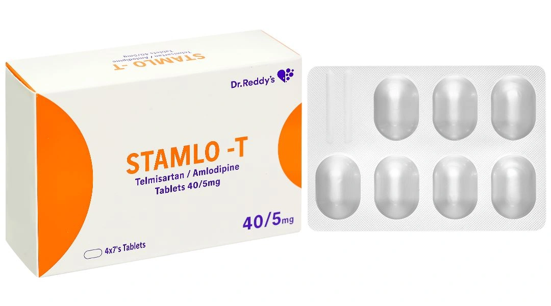 Stamlo-T 40/5mg điều trị tăng huyết áp vô căn (4 vỉ x 7 viên) - 