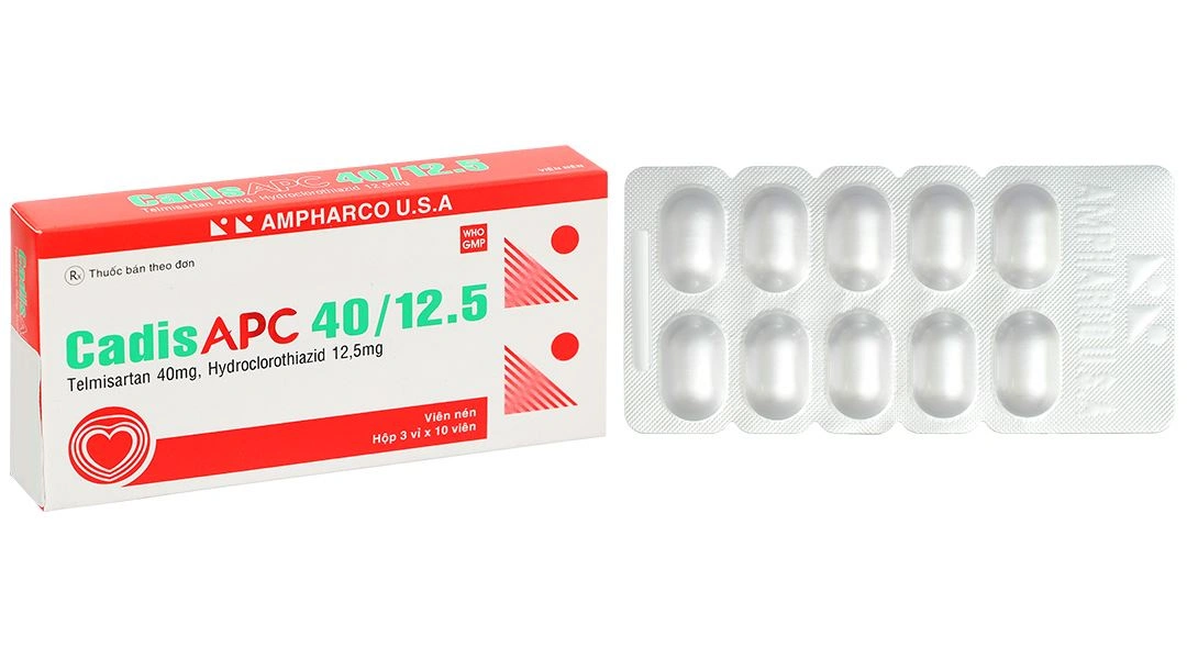 CadisAPC 40/12.5 điều trị tăng huyết áp nguyên phát (3 vỉ x 10 viên) - 