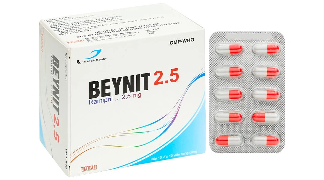 Beynit 2.5 điều trị tăng huyết áp, suy tim sung huyết (10 vỉ x 10 viên) - 