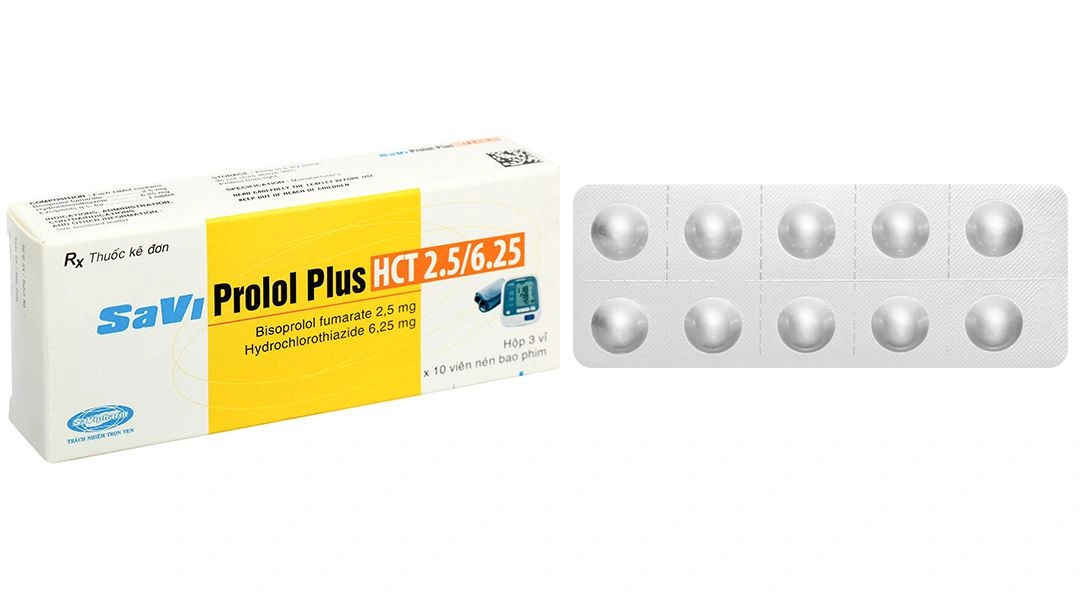 Savi Prolol Plus HCT 2.5/6.25 kiểm soát tình trạng tăng huyết áp (3 vỉ x 10 viên) - 