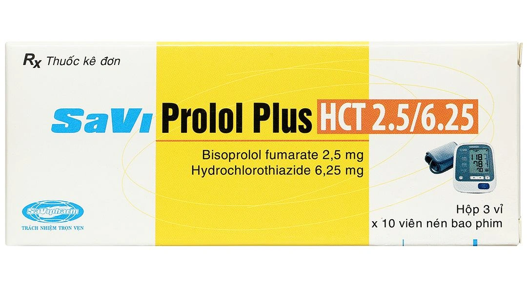 Savi Prolol Plus HCT 2.5/6.25 kiểm soát tình trạng tăng huyết áp (3 vỉ x 10 viên) - 1