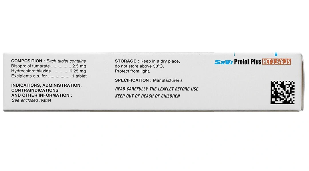 Savi Prolol Plus HCT 2.5/6.25 kiểm soát tình trạng tăng huyết áp (3 vỉ x 10 viên) - 5
