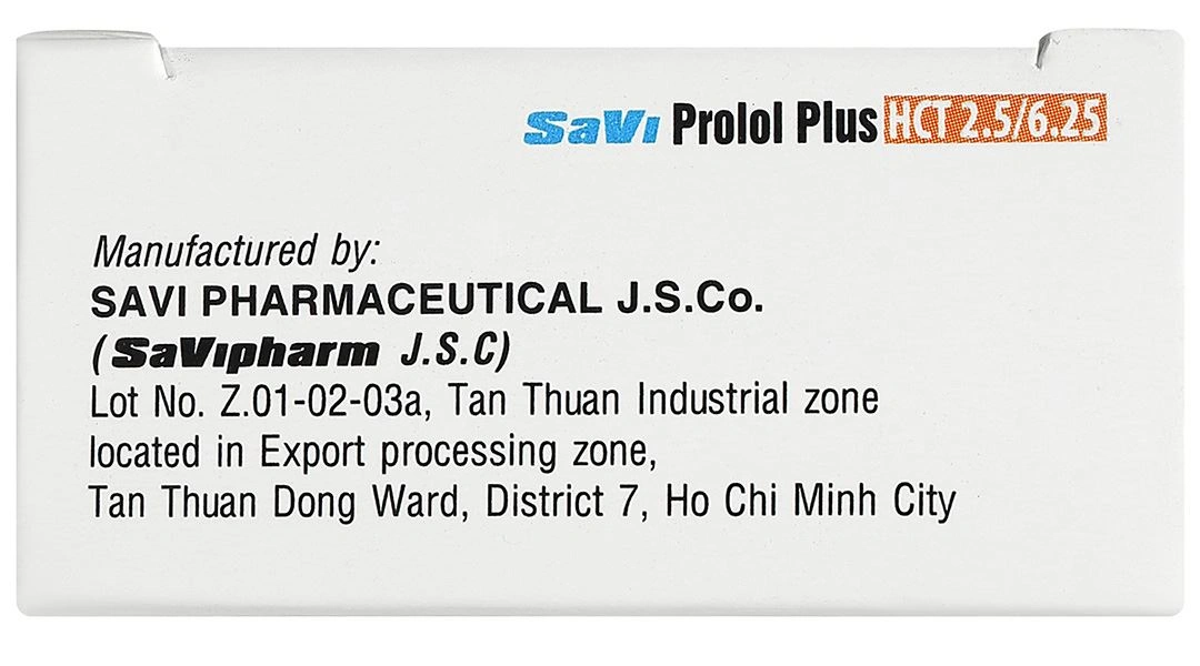 Savi Prolol Plus HCT 2.5/6.25 kiểm soát tình trạng tăng huyết áp (3 vỉ x 10 viên) - 6
