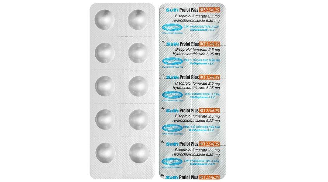 Savi Prolol Plus HCT 2.5/6.25 kiểm soát tình trạng tăng huyết áp (3 vỉ x 10 viên) - 7