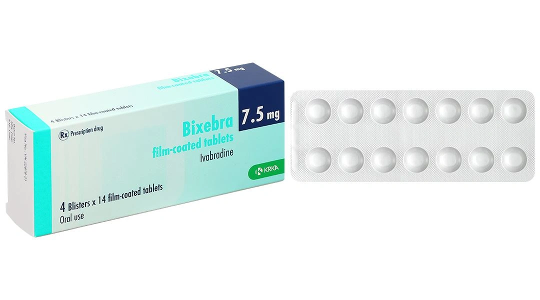 Bixebra 7.5mg điều trị triệu chứng đau thắt ngực ổn định mạn tính (4 vỉ x 14 viên) - 