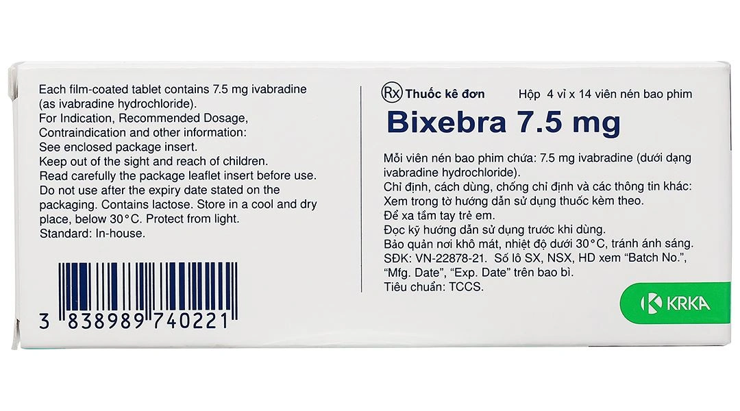 Bixebra 7.5mg điều trị triệu chứng đau thắt ngực ổn định mạn tính (4 vỉ x 14 viên) - 2