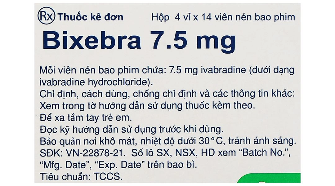 Bixebra 7.5mg điều trị triệu chứng đau thắt ngực ổn định mạn tính (4 vỉ x 14 viên) - 7