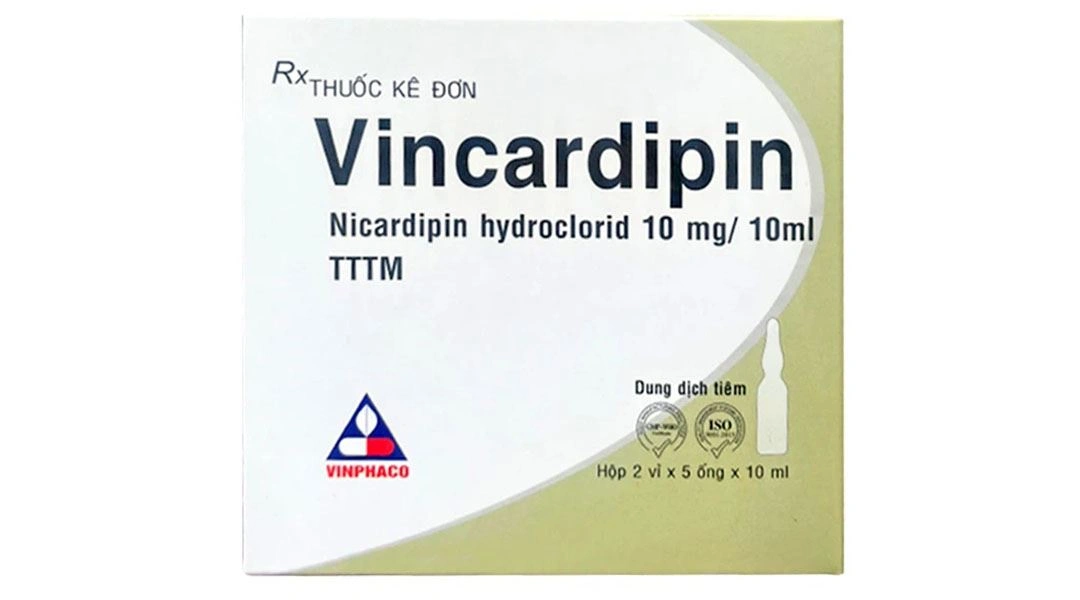 Dung dịch tiêm Vincardipin 10mg/10ml điều trị đau thắt ngực (2 vỉ x 5 ống x 10ml) - 