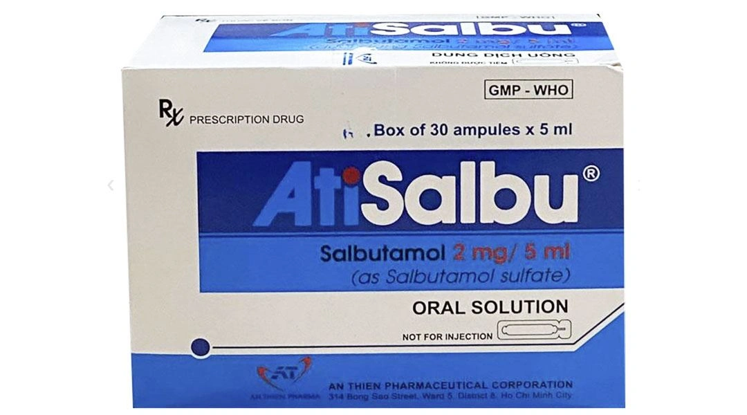 Dung dịch uống AtiSalbu 2mg/5ml trị hen suyễn (30 ống x 5ml) - 