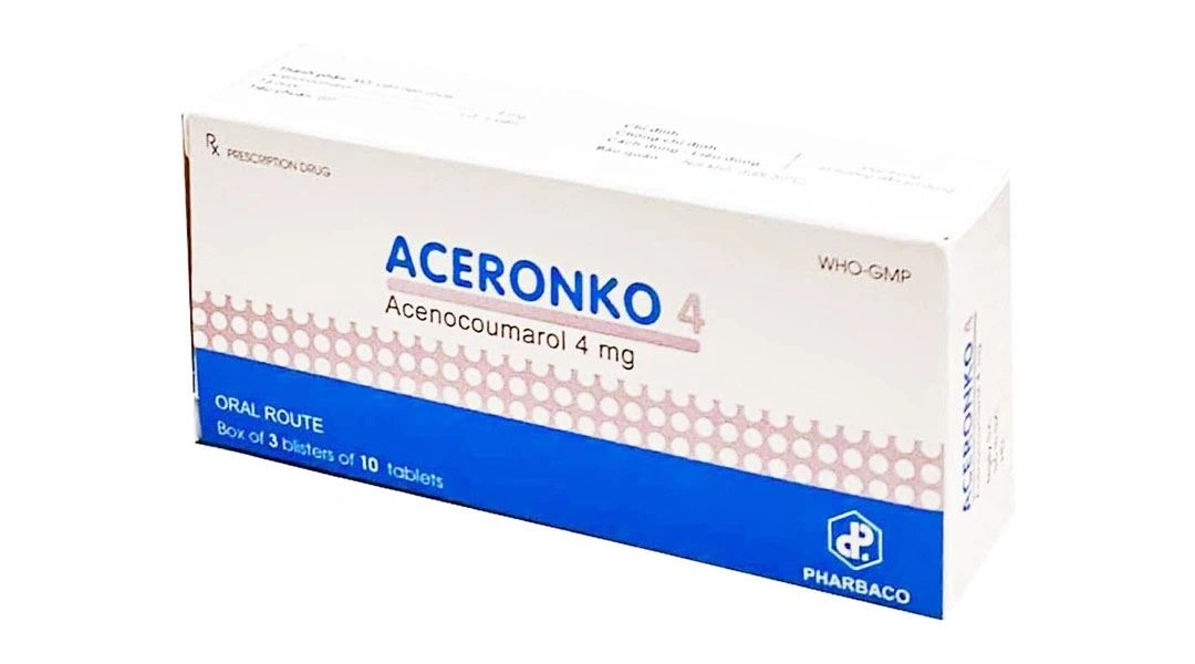 Aceronko 4mg điều trị bệnh tim gây tắc mạch, nhồi máu cơ tim (3 vỉ x 10 viên) - 