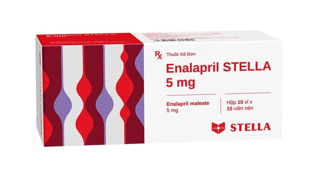 Enalapril Stella 5mg trị tăng huyết áp, suy tim (10 vỉ x 10 viên) - 