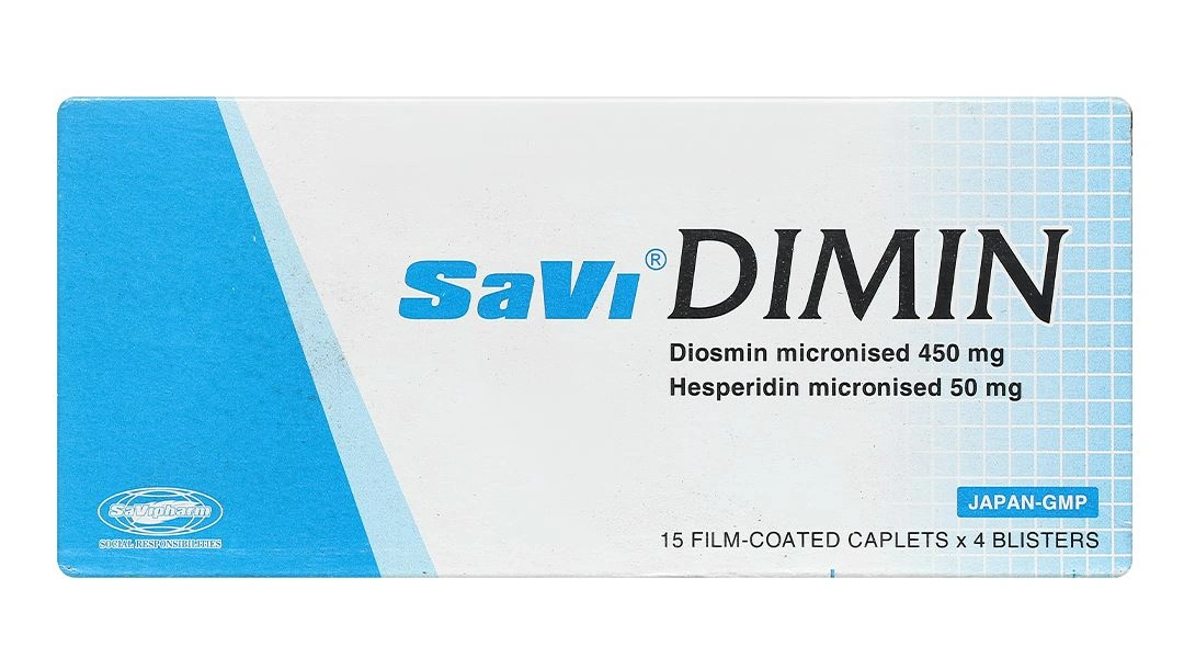 Savi Dimin điều trị triệu chứng suy tĩnh mạch - mạch bạch huyết, trĩ cấp (4 vỉ x 15 viên) - 1