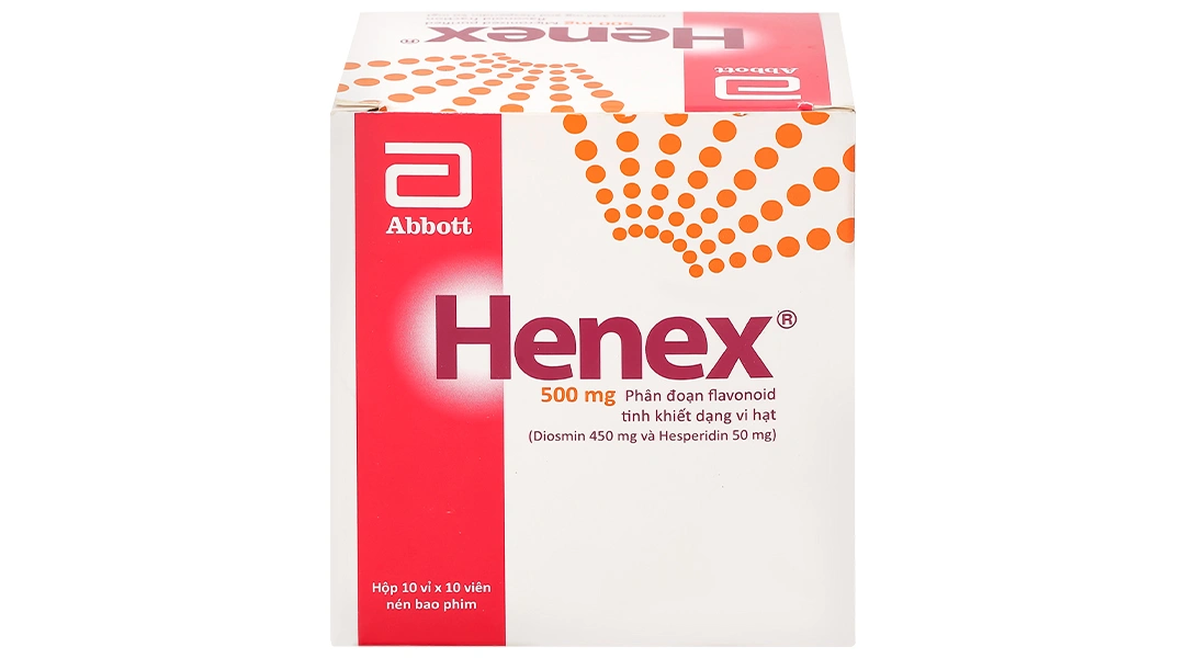Henex 500mg trị triệu chứng suy tĩnh mạch, bệnh trĩ cấp và mạn tính (10 vỉ x 10 viên) - 3