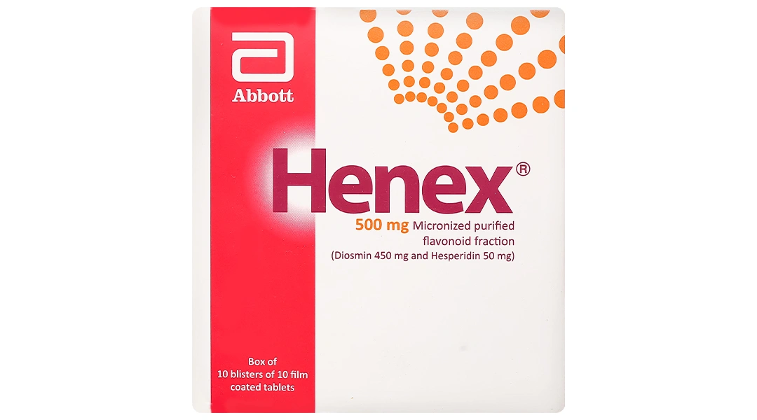 Henex 500mg trị triệu chứng suy tĩnh mạch, bệnh trĩ cấp và mạn tính (10 vỉ x 10 viên) - 4
