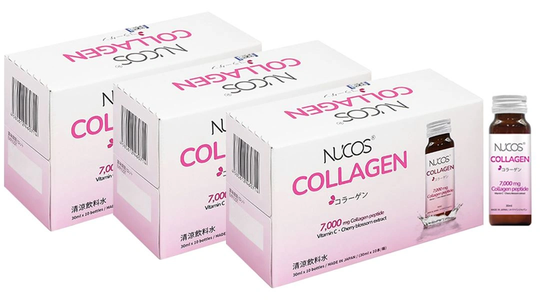 Combo 3 hộp nước uống Nucos Collagen 7000 bổ sung collagen, giúp da mịn màng - 