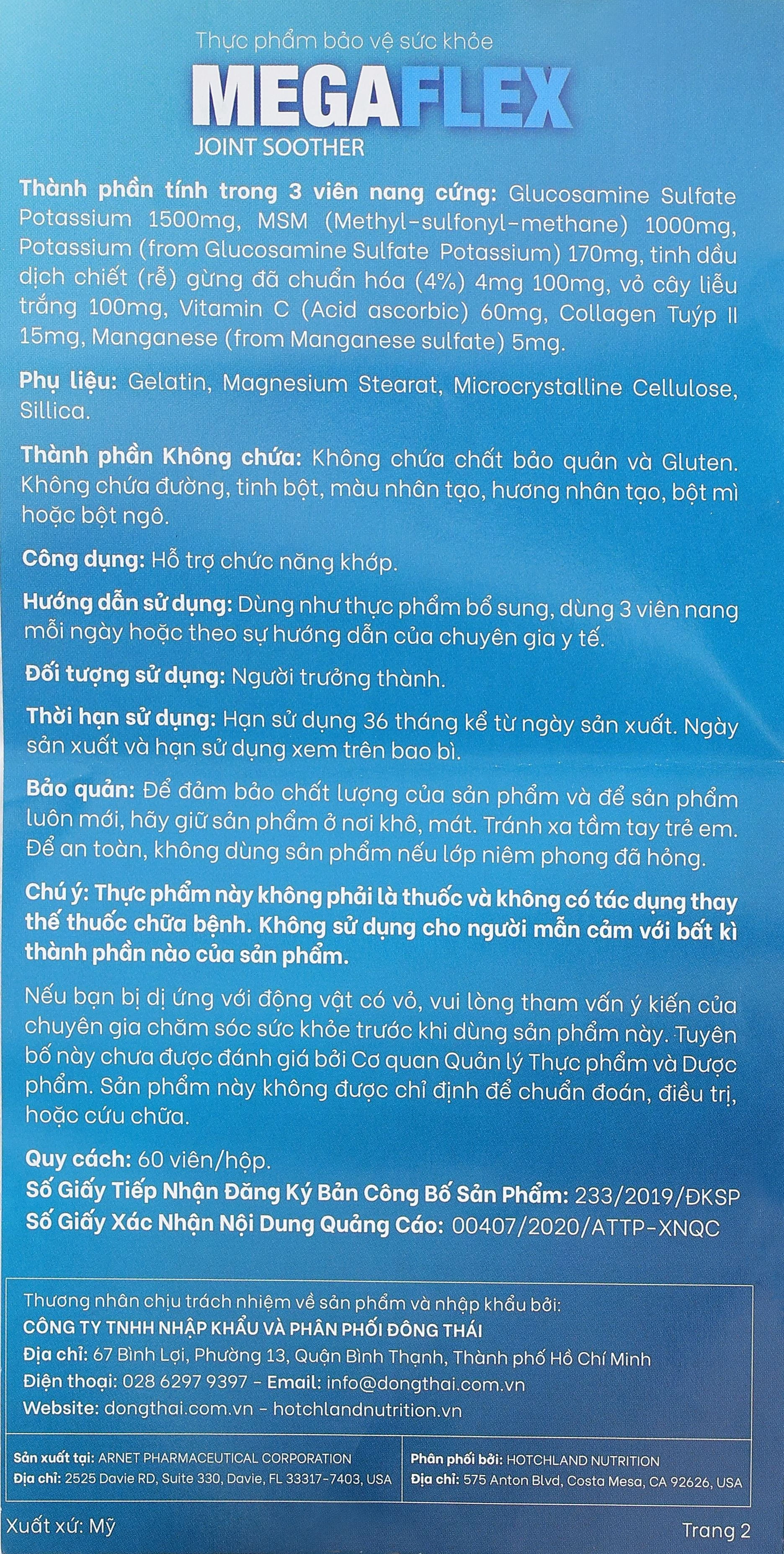 Thực phẩm bảo vệ sức khỏe Megaflex Joint Soother - 9