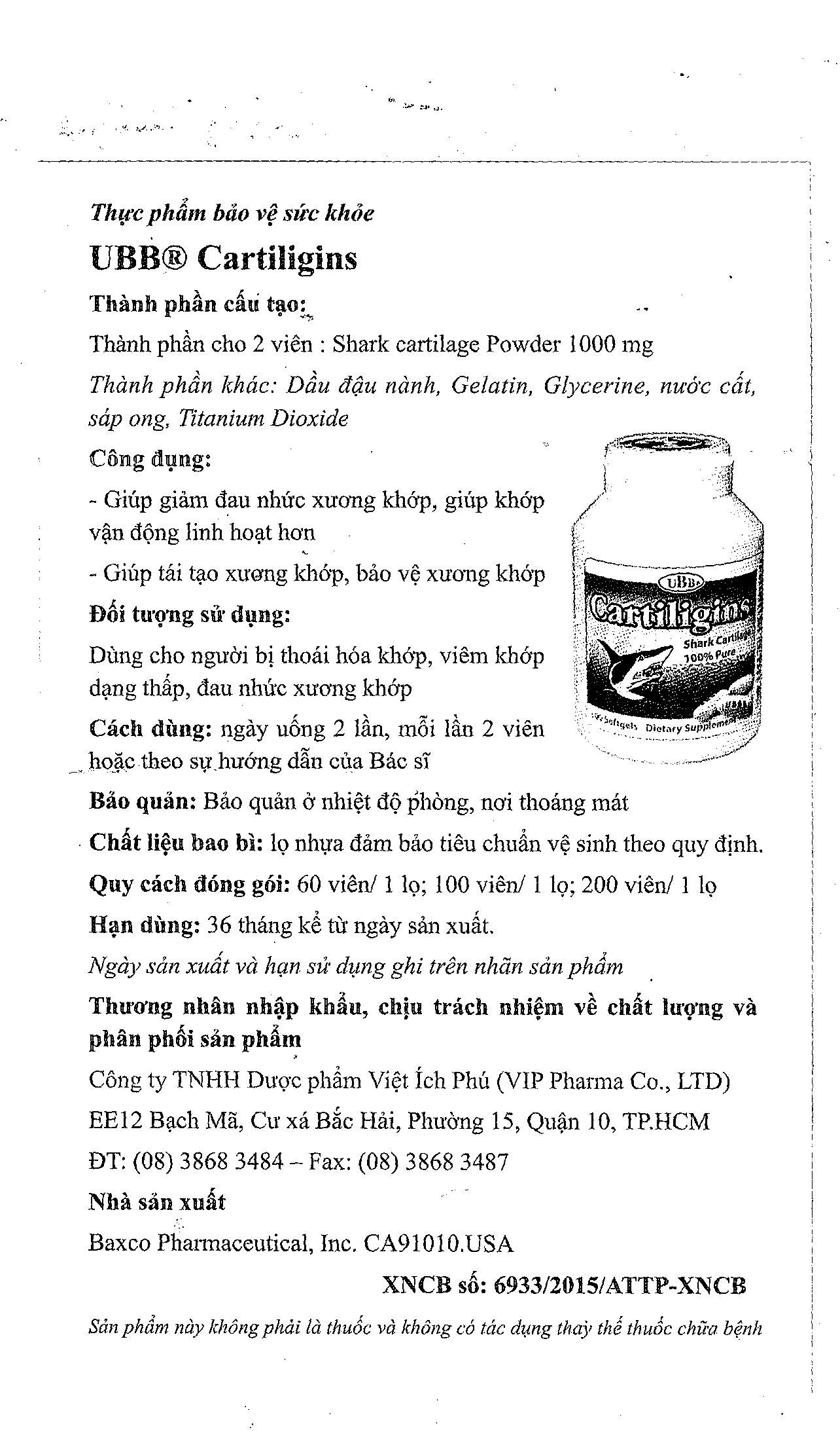 Viên Uống Cartiligins Ubb hộp 100 viên - 6